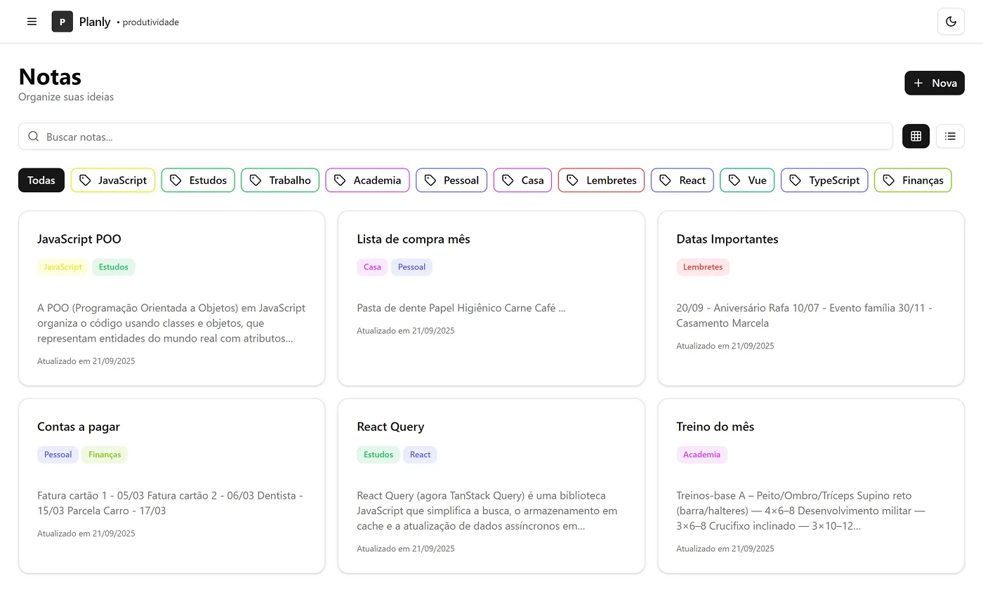 notes interface light mode